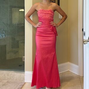 Jessica McClintock Strapless Coral Pink Gown